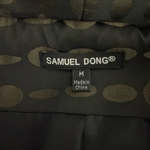 Samuel Dong Trench Dress Coat Bubble Hem Size Medium Brown Metallic Belted - Picture 7 of 10